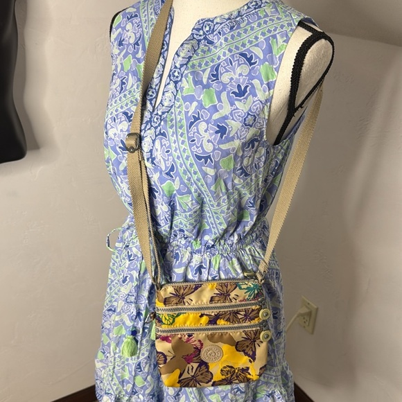 Kipling Floral Small Nylon Yellow Blue Crossbody MCB7197C - Picture 11 of 13